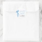 Blush Blue Bow Ze bindt de knoop Vrijgezellenfeest Ronde Sticker (Tas)