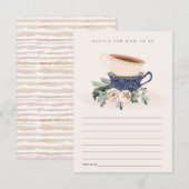 Blush Blue Cup Floral advies voor mum Baby shower Informatiekaartje (Voorkant / Achterkant)