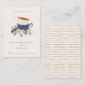Blush Blue Cups Floral Diaper Baby shower Raffle Informatiekaartje (Voorkant / Achterkant)