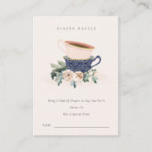 Blush Blue Cups Floral Diaper Baby shower Raffle Informatiekaartje (Voorkant)