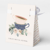 Blush Blue Cups Floral Vrijgezellenfeest Tea Party Bedankdoosjes (Achterkant)