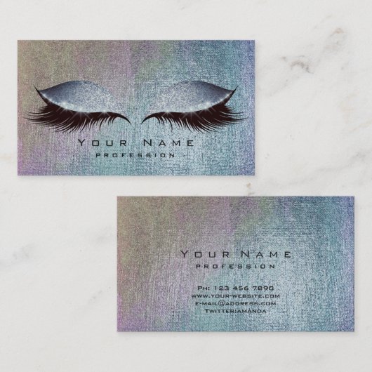 Blush Blue Denim Paint Lashes Makeup Eyes Glitter Visitekaartje (Voorkant / Achterkant)