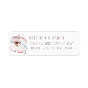 Blush & Blue Elegant Flower Return-adres Etiket