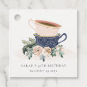 Blush Blue Flora Stapelde Tea Cups elke dag Bedankjes Labels (Voorkant)