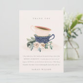 Blush Blue Flora Stapelde Tea Cups elke dag Bedankkaart (Staand voorkant)