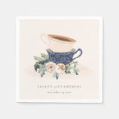 Blush Blue Flora Stapelde Tea Cups elke dag Servet (Voorkant)