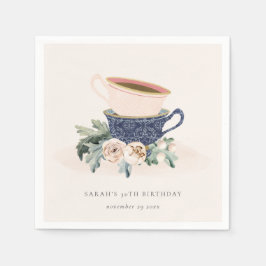Blush Blue Flora Stapelde Tea Cups elke dag Servet