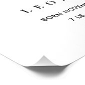 BLUSH BLUE FLORAL ALPHABET NAME L BABY BIRTY STATS FOTO AFDRUK (Hoek)