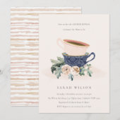 Blush Blue Floral Baby shower Gender onthullen Inv Bedankkaart (Voorkant / Achterkant)