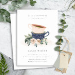 Blush Blue Floral Baby shower Tea Party Invite Bedankkaart<br><div class="desc">Neem contact met mij op via yellowfebstudio@gmail.com voor meer aanpassingen of andere overeenkomende objecten.</div>