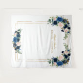 Blush Blue Floral Gold Vrijgezellenfeest Foto Boot Wandkleed (Voorkant (horizontaal))