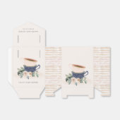 Blush Blue Floral Stapelde Tea Cups Baby shower Bedankdoosjes (Uitgevouwen)