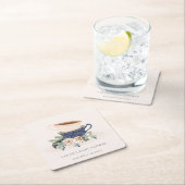 Blush Blue Floral Stapelde Tea Cups Baby shower Kartonnen Onderzetters (Insitu)