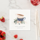 Blush Blue Floral Stapelde Tea Cups Baby shower Servet (Insitu)