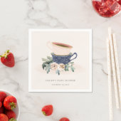 Blush Blue Floral Stapelde Tea Cups Baby shower Servet (Insitu)