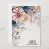 🌺 Blush & Blue Floral Uitnodiging voor het Huweli (Achterkant)