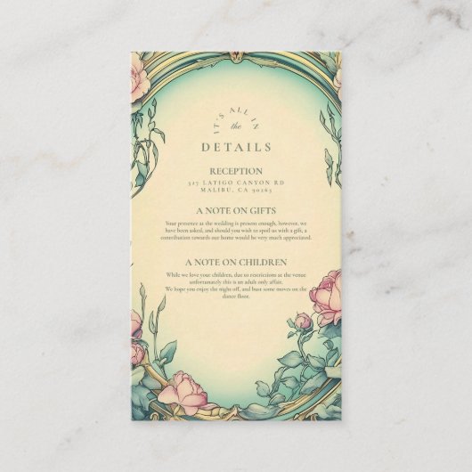 Blush Blue Garden bruiloft Informatiekaartje (Voorkant)
