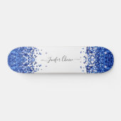 Blush Blue Glitter Custom Name Skateboard (Horizontaal)