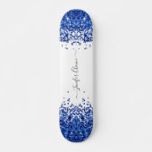 Blush Blue Glitter Custom Name Skateboard (Voorkant)