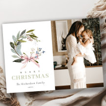 Blush Blue Green Winter Kerstkrans Foto