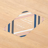 Blush Blue Grey Diamond Stripes Moderne bruiloft Acryl Uitnodigingen (Laagn)