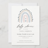 BLUSH BLUE HEART RAINBOW BABY SHOWER INVITE BEDANKKAART (Voorkant)