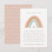 Blush Blue Heart Rainbow Books voor Baby shower Informatiekaartje (Voorkant / Achterkant)