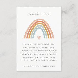 Blush Blue Heart Rainbow Books voor Baby shower Informatiekaartje