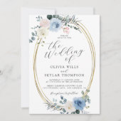 Blush Blue Light Beach Tropical Boho Wedding Kaart (Voorkant)