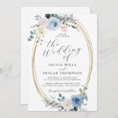 Blush Blue Light Beach Tropical Boho Wedding Kaart (Voorkant / Achterkant)