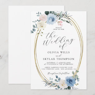 Blush Blue Light Beach Tropical Boho Wedding Kaart