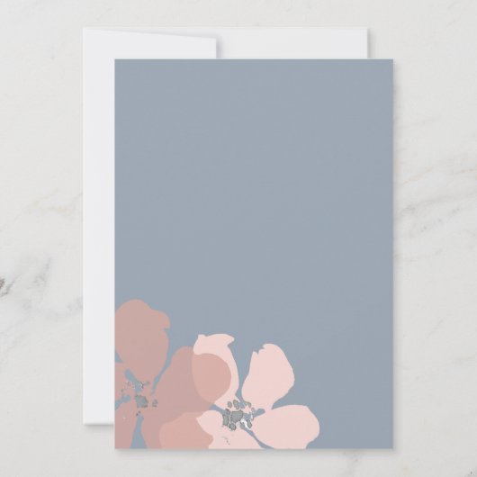 Blush Blue Moderne Bloemen Huwelijksuitnodiging Kaart (Achterkant)