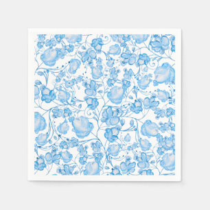 Blush blue moderne waterverf bloemmotief servetten
