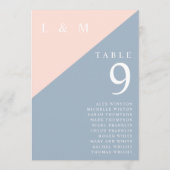 Blush Blue Monogram Tafelnummer Zitenkaart (Achterkant)