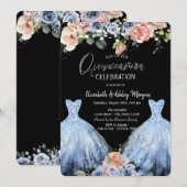 Blush Blue Rozen Blue Glitter Jurk Kaart (Voorkant / Achterkant)