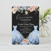 Blush Blue Rozen Blue Glitter Jurk Kaart (Staand voorkant)