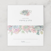 Blush Blue Succulents Cactus Wedding Table Plaatskaartje (Buitenkant ongevouwen)
