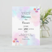 Blush & Blue Waterverf huwelijksuitnodigingen Kaart (Staand voorkant)