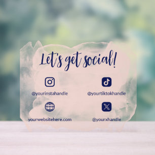 Blush & Blue Waterverf Laten we sociaal worden Acryl Bord