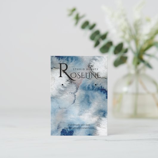 Blush Blue waterverf Logo Veroorbaar beeldscherm Visitekaartje (Staand voorkant)