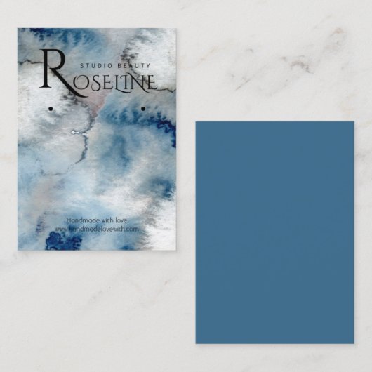 Blush Blue waterverf Logo Veroorbaar beeldscherm Visitekaartje (Voorkant / Achterkant)