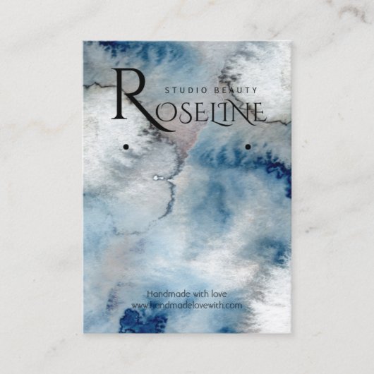 Blush Blue waterverf Logo Veroorbaar beeldscherm Visitekaartje (Voorkant)