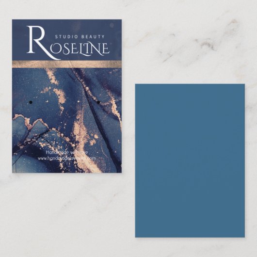 Blush Blue waterverf roos goudsieraarscherm Visitekaartje (Voorkant / Achterkant)