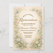 Blush Blue Weide Quinceañera Kaart (Voorkant)