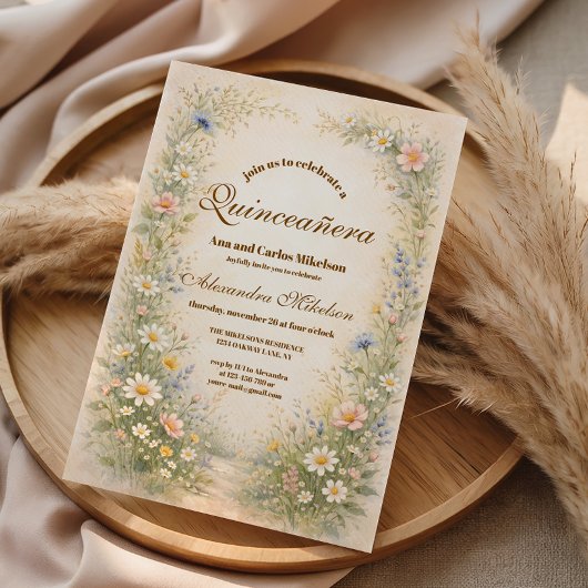 Blush Blue Weide Quinceañera Kaart