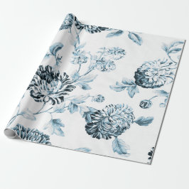 Blush Blue & White  botanische tuintoile Cadeaupapier