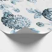 Blush Blue & White  botanische tuintoile Cadeaupapier (Hoek)