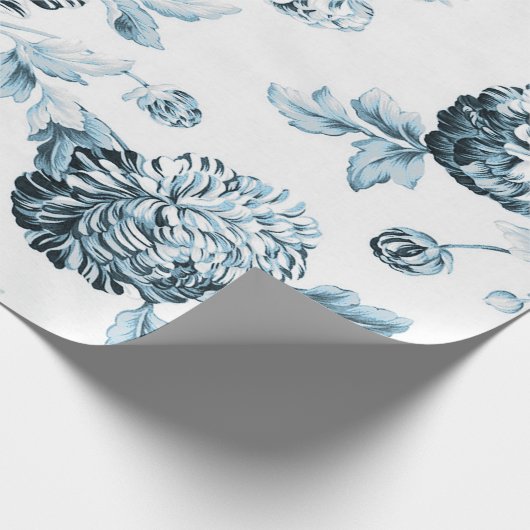 Blush Blue & White  botanische tuintoile Cadeaupapier (Hoek)