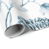Blush Blue & White  botanische tuintoile Cadeaupapier (Rol Hoek)