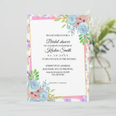 Blush Blush Pink Floral Bride douche Kaart (Staand voorkant)